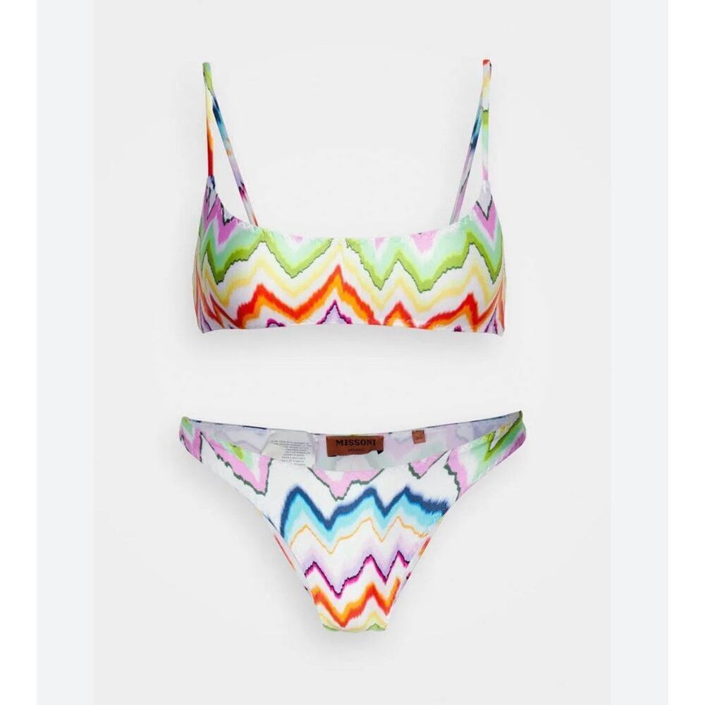 Missoni Bandeau Bikini Two Piece Bikini Set 44 L 8 Bathing Suit Swim NWT chevron - Picture 9 of 14